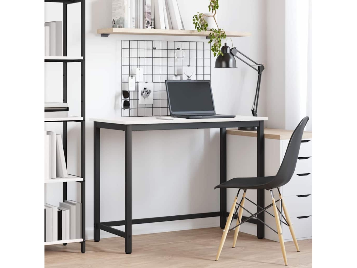 Vidaxl Mesa Branco 100 X 50 X 77 Cm Madeira De Engenharia E Aço
