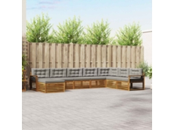 Vidaxl Conjunto De Sofás Para Exterior 8 Unid. Cinza Natural E Claro