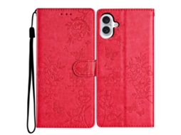 Capa Em Couro Pu, Com Suporte Para Apple Iphone 16 Plus Cor Vermelho