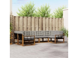 Vidaxl Conjunto De Sofás Para Exterior 6 Unid. Cinza Natural E Claro