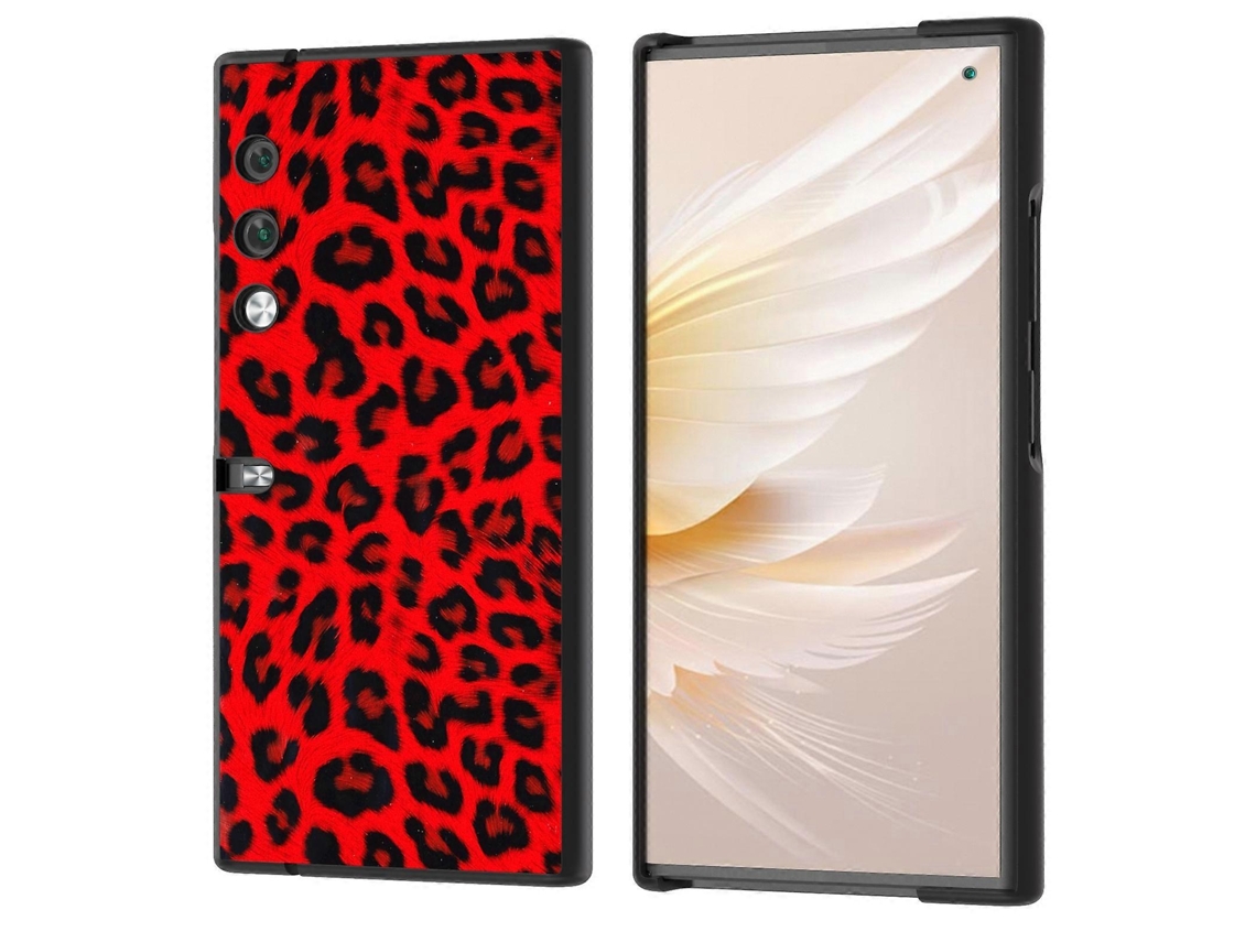 Capa De Celular Em Pu Com Estampa De Leopardo E Borda Preta Para Honor V.