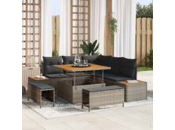 Vidaxl Conjunto De Sofá De Jardim 8 Unid. 7-número De Lugares Cinzeto