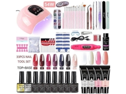 Manicure Set For Nail Extensions Gel Polish Poly With Lamp Kits Tools GOKOCO