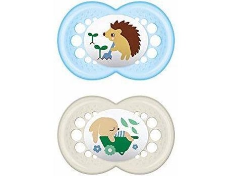Silicone de Original 2 PCs de chupeta  6m azul e verde
