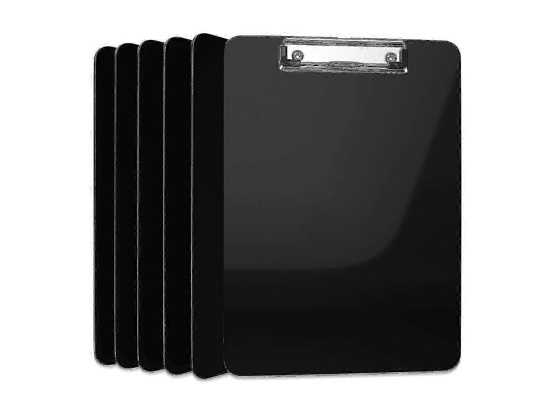 Pacote Com 6 Pranchetas De Plástico Preto, Tamanho Carta