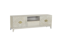 Suporte para Tv em Madeira de Mangueira, Padrão Diamante, Bege, 175x40x60cm ALEXANDRA HOUSE LIVING