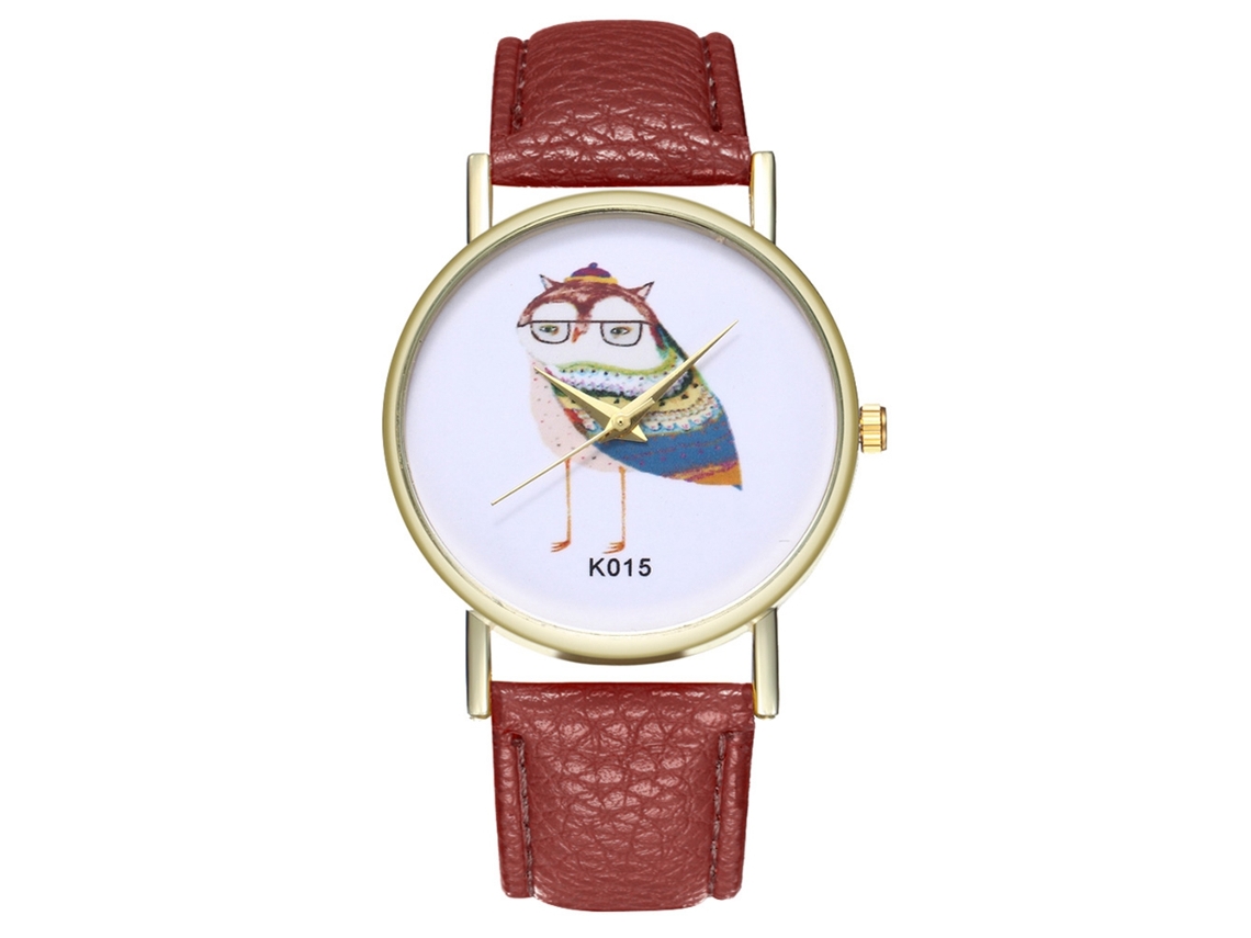 Reloj De Cuarzo Casual Para Hombre Y Mujer Con Correa De Cuero Pu Café