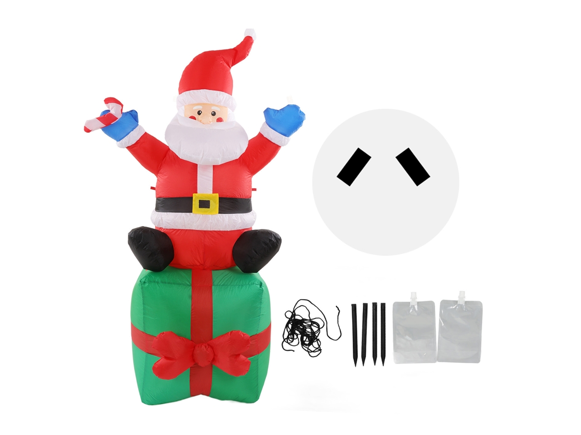 Decoração Inflável de Natal Papai Noel 180cm com Luzes LED
