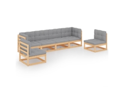 Maison Exclusive - 6 Pcs Conjunto Lounge De Jardim Com Almofadões Pinho Maciço