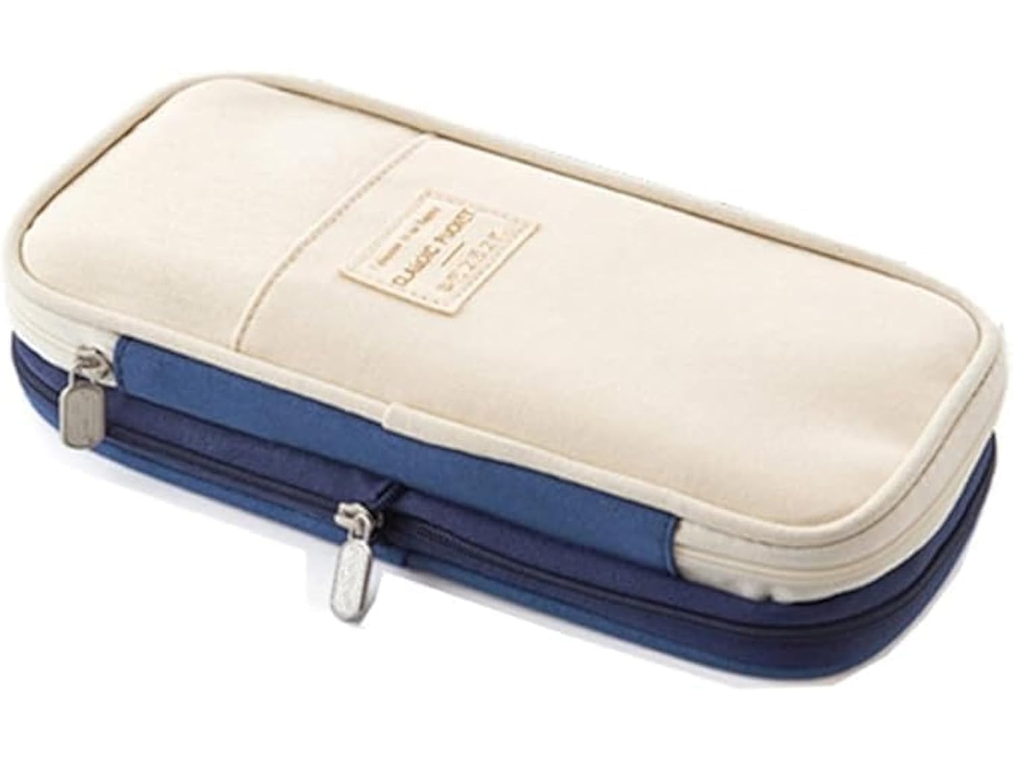Estojo para Lápis, Grande Capacidade, com Zíper, com Bolsos, Organizador, Azul Escuro, Multicolorido AQUAFORGE