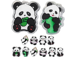Clipes de acrílico para fotos com estampa de panda, 12 unidades, ideais para prender fotos em bolsas e documentos, perfeitos para casa.