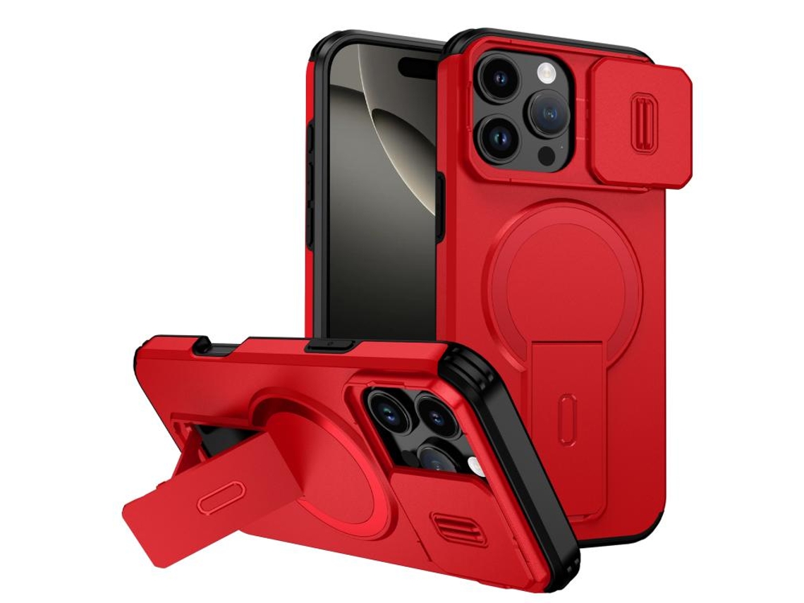 Capa Com Suporte Magsafe Para Iphone 16 Pro Max - Abertura Deslizante Com Proteção De Câmara