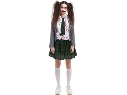 Fantasia de colegial zumbi cinza com jaqueta para mulher
