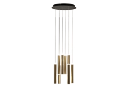 Luminária Pendente Circular Fabas Luce Prado Com 8 Lâmpadas Led Regulável De 52 W Rosácea De Teto Redonda Em Latão