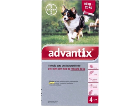 Desparasitante para Cão ADVANTIX Pipeta 10-25kg 4x2,5ml