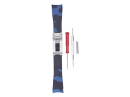Cinto De Relógio De Borracha 20mm Camuflado Azul Prata