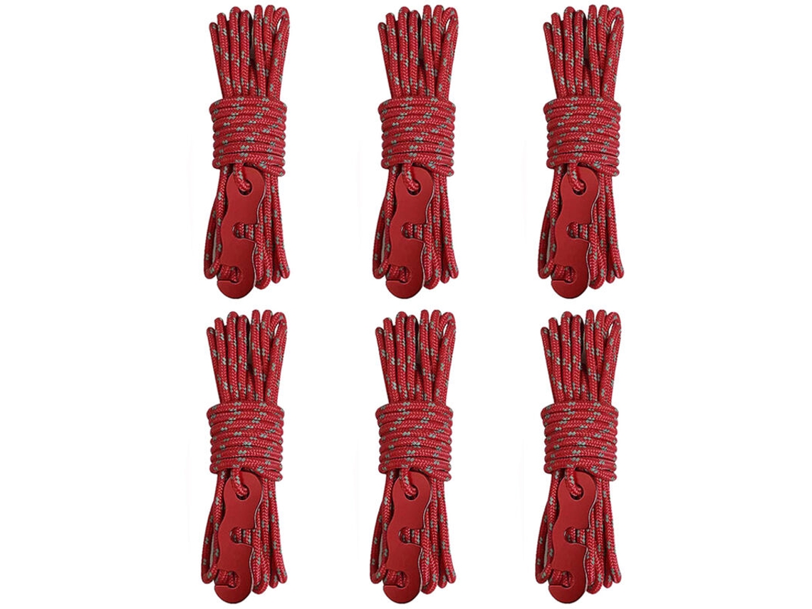 Conjunto de 6 Cordas Fixação em Formato S para Barraca, com Ajustador Corda Uso Externo AQUAFORGE