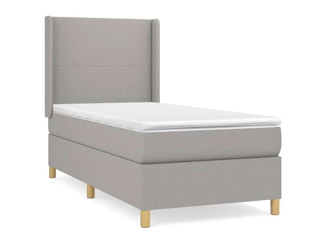 Cama com Molas e Colchão Tecido Cinzento Claro MAISON EXCLUSIVE (90x190 cm)