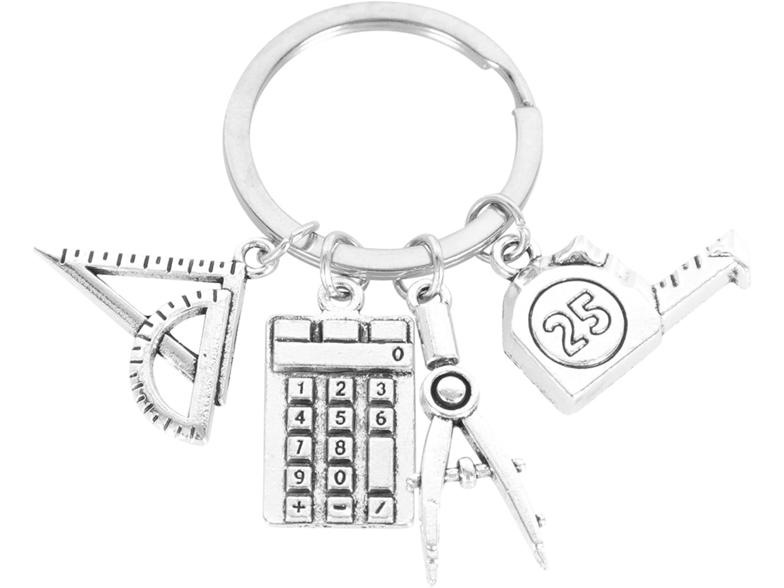 Chaveiro Ferramentas Matemáticas Chaveiro Criativo Em Metal Prateado 1 Peça 1,10 Polegadas Presente