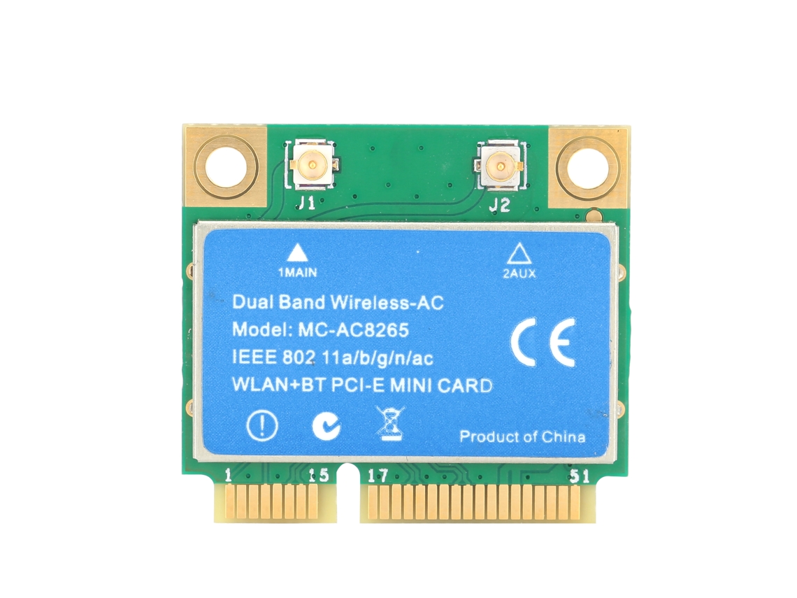 Tarjeta de rede Wi-Fi mini PCIe dual band 2.4/5 GHz 1200 Mbps Intel 8265 com Bluetooth 4.2 | S/MARCA