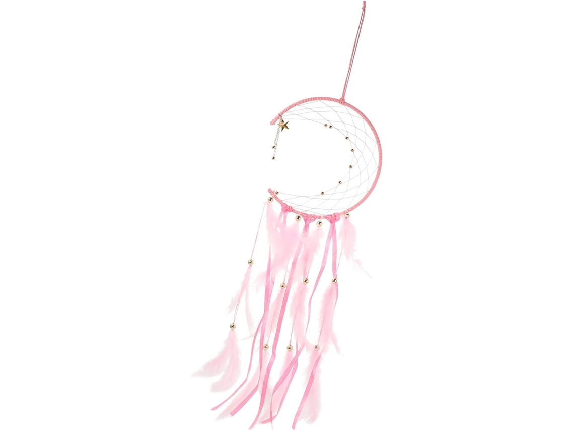 Filtro Dos Sonhos De Parede Em Metal Com Penas Rosa E Algodão Para Quarto E Sala De Estar.