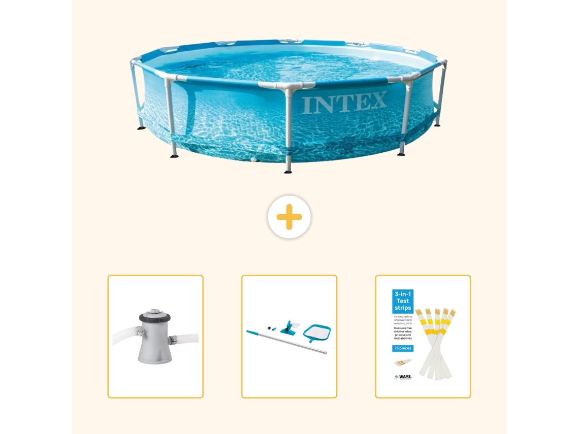 Intex Piscina Com Estrutura Redonda - 305x76 Cm - 4-peças Scb82