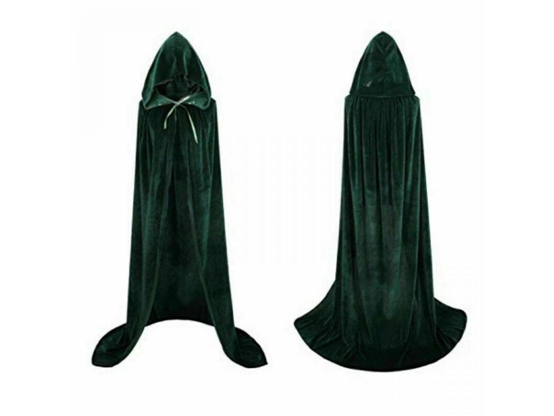 2026-capa Larga Com Capuz Medieval Para Halloween Traje De Bruxa Mago Vampiro Tela Veludo Unissex 170cm 170cm Cabo Verde