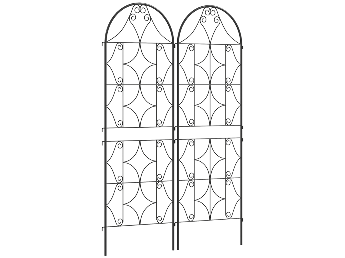 2 Treliças Metal Tomada 50x150cm P/ Trepadeiras Vegetais Preta VELTRIX