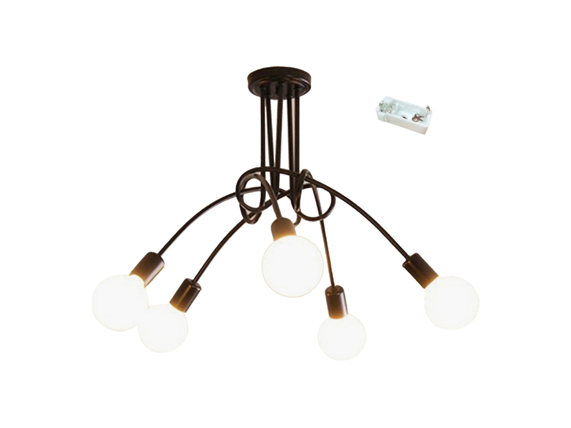 Rebe-lâmpada De Teto Industrial Moderna De Ferro Com 5 Cabeças, Fácil Instalação, Ideal Para Sala De Estar, Quarto E Cozinha