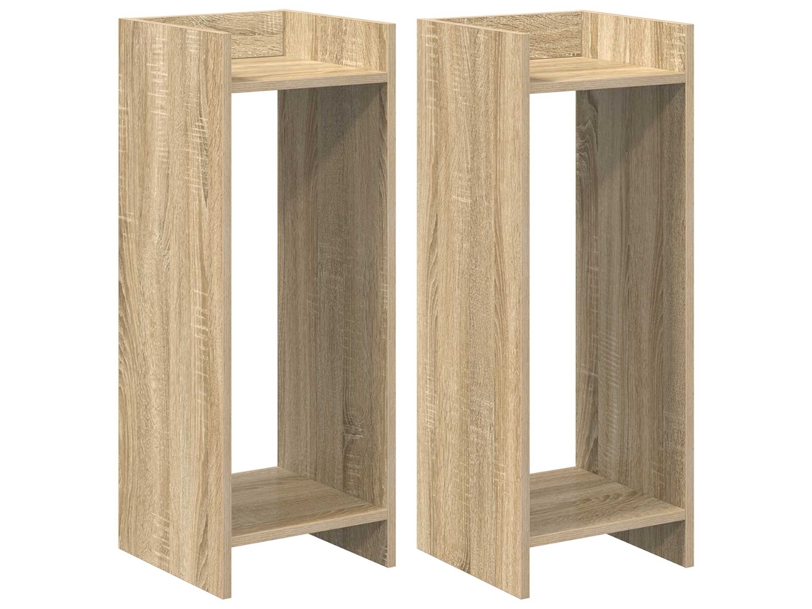 Conjunto 2 Suporte Para Plantas Vidaxl Castanho Derivados De Madeira (30 X 30 X 80 Cm)