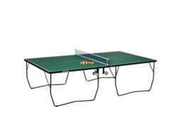 Mesa Pingue Pongue Interno Rodas Dobrável 2 Raquetes Aço Verde VELTRIX