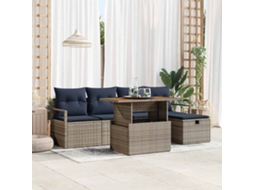 Vidaxl Conjunto De Sofá De Jardim Com Almofada 6 Pcs Cinzeto Vime Pe