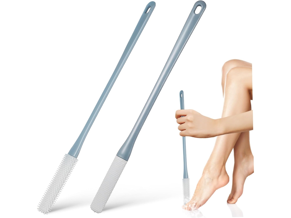 Conjunto Lifkome Com 2 Escovas De Silicone Para Os Pés, Com Cabos Longos E Cerdas Densas, Para Limpeza Dos Dedos E Banho