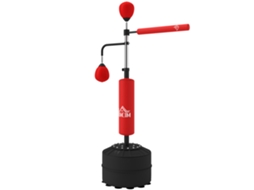 Bola de boxe com altura ajustável, 2 bolas de velocidade e barra giratória de 360°, 88x50x160-230 cm, vermelha e preta.