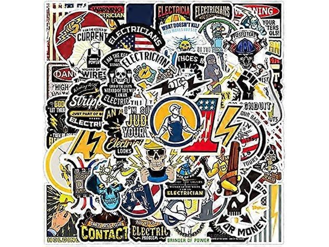 50 Peças Adesivos De Desenho Animado Grafite Série Eletricista À Prova Dágua Bagagem Computador Notebook Capacete Skate Copo Ade Aquaforge