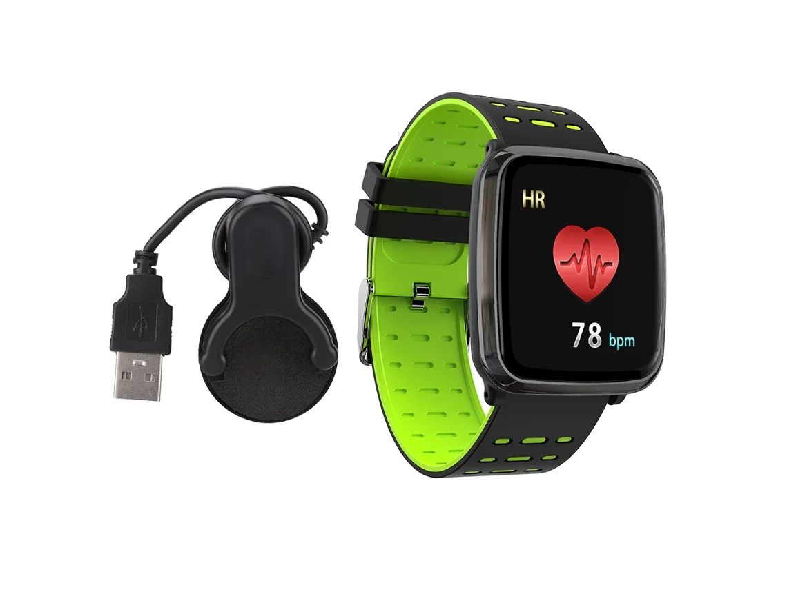 Aetheria pulseira Inteligente Fitness Tracker com Monitoramento Cardíaco e Resistência À Água Ip67 Preto Verde