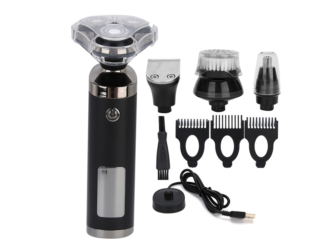 Barbeador elétrico multifuncional para barba, bigode e nariz.