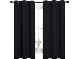 Cortina Blackout Térmica, Ilhós, Proteção Uv, Lavável, 2 Peças, Preto