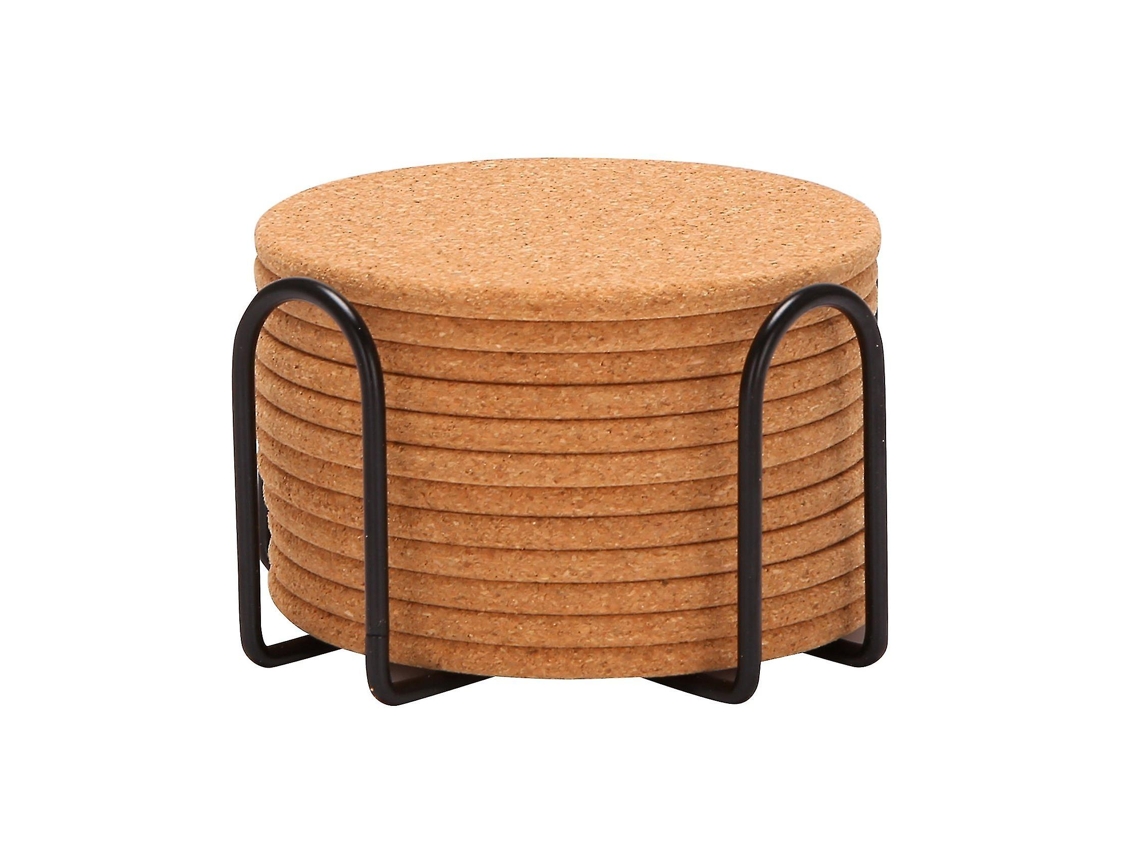 Lurelia Porta-copos 12 Un Cortiça Redondo Absorvente Reutilizável Resistente Ao Calor Com Suporte Bebidas