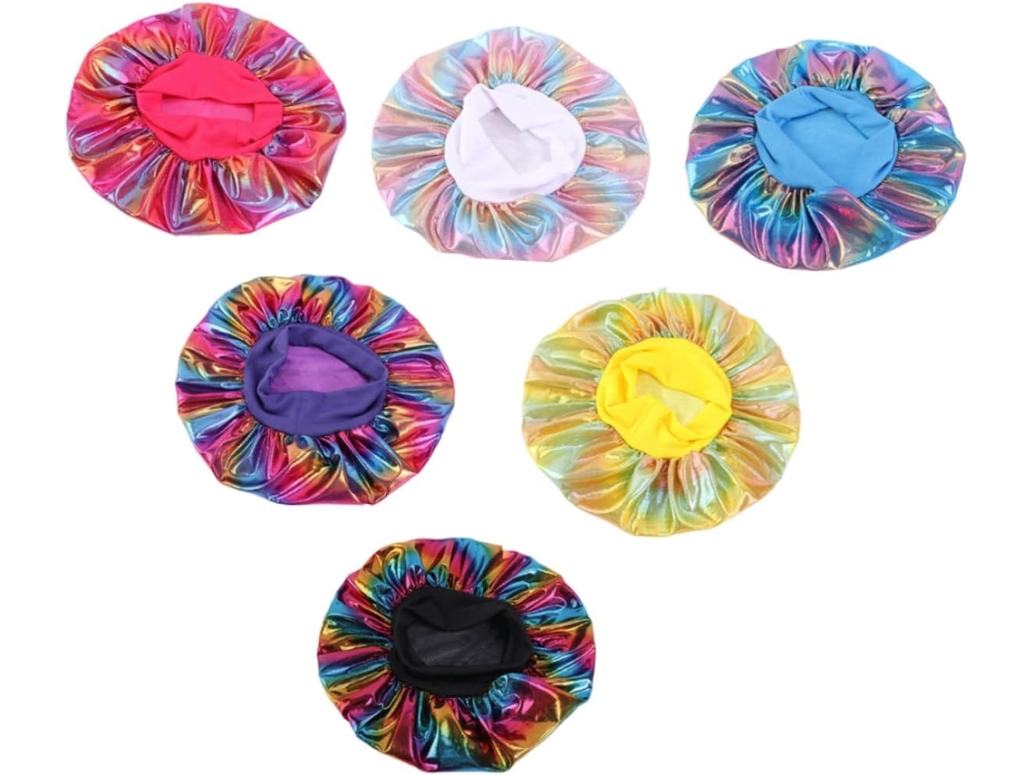 Conjunto De 6 Toucas Noturnas Femininas De Cetim Com Aba Larga Para Cabelo.