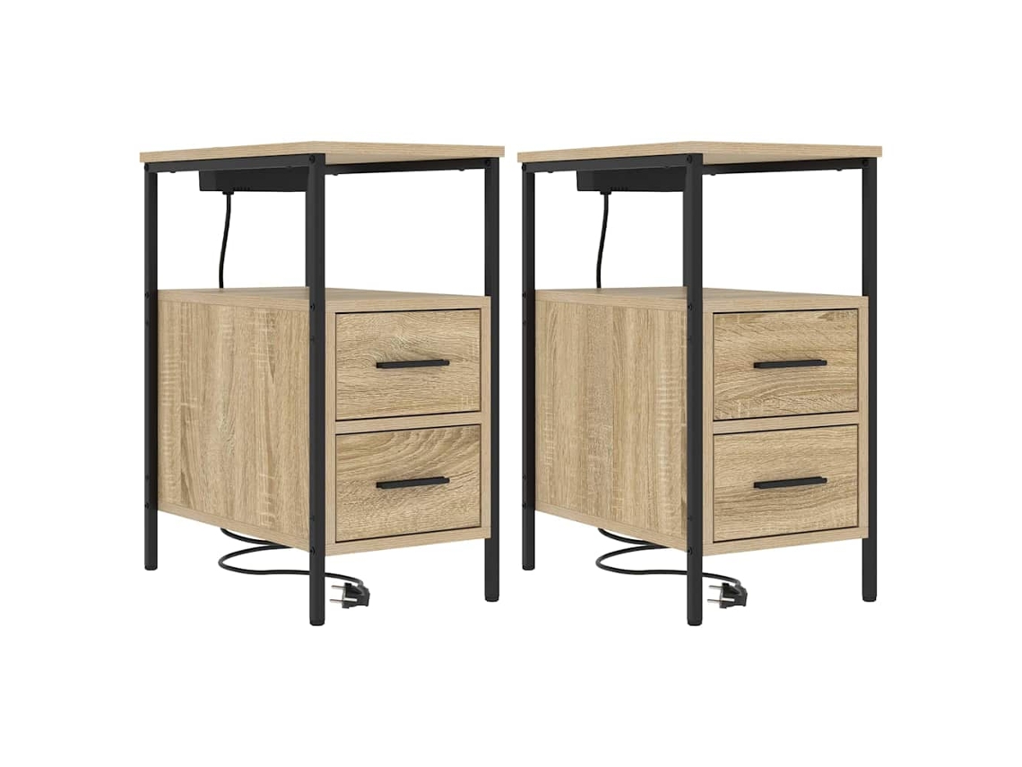 Conjunto de 2 Armários de Cabeceira de Carvalho Sonoma 30x48x61 cm MAISON EXCLUSIVE