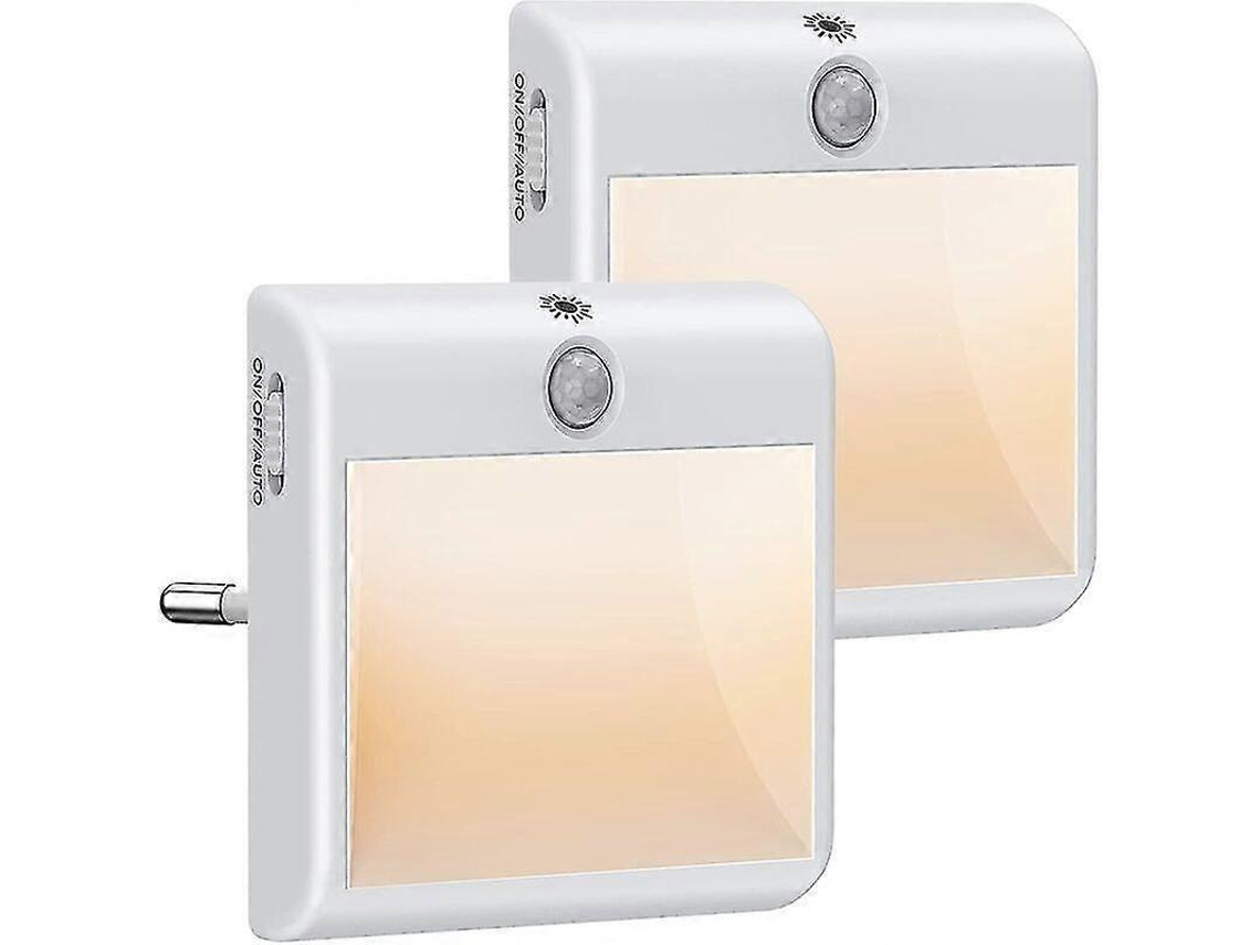 Conjunto de 2 Luzes Noturnas Led para Tomada, Sensor de Movimento /crepúsculo, Luz Branca Quente BRILVIBERA