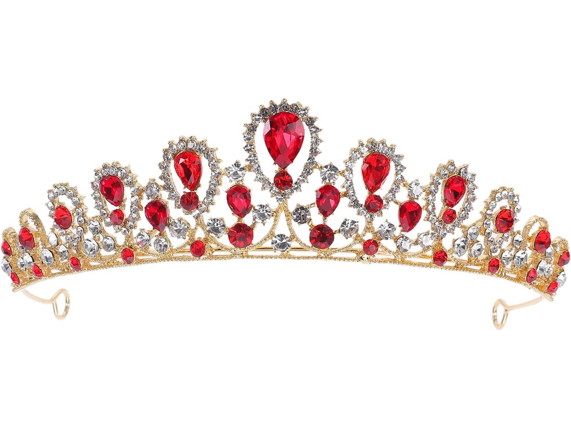 Nuobesty Coroa Barroca Vermelha Com Strass Em Formato De Lágrima, Tiara De Casamento Para Mulheres E Meninas