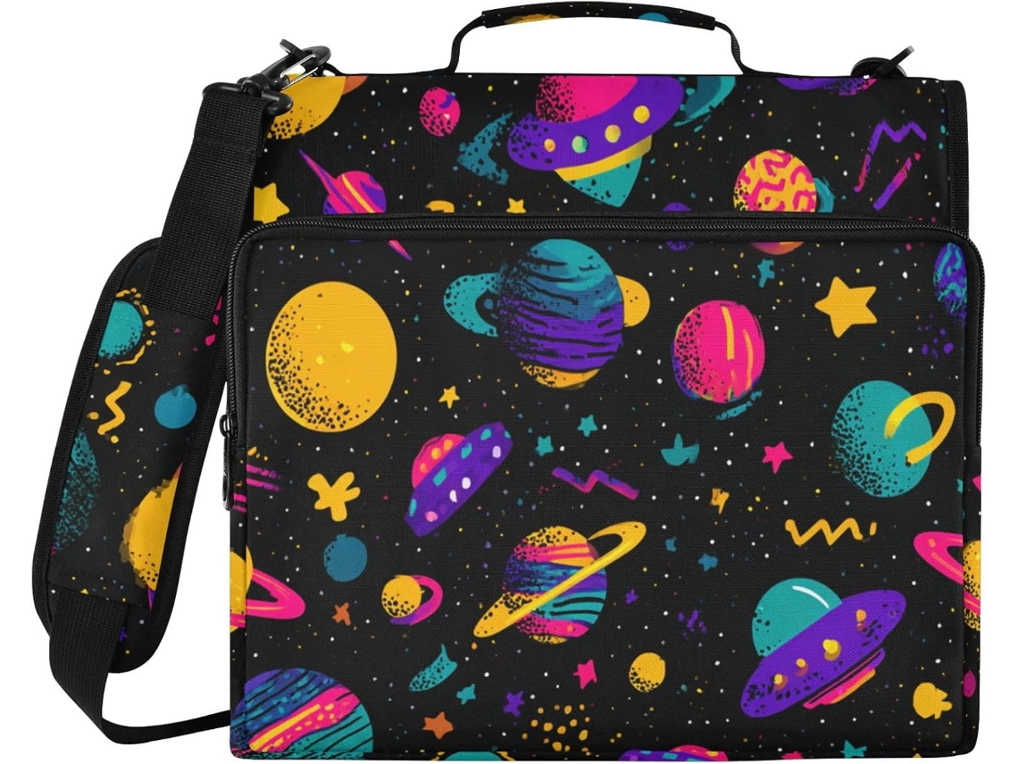 Pasta Colorida De 3, 8cm Com Estampa De Desenho Animado, Zíper E Alça De Ombro, Vários Bolsos, Ideal O Ensino Médio