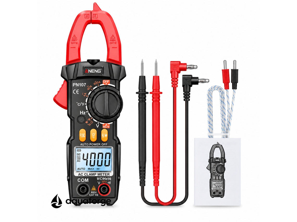 Alicate Amperimétrico Aquaforge Pn107, 600a, Ncv