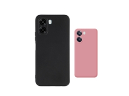 Kit 2x Capa Silicone Líquido Phonecare Para Oppo A6x - Preto / Rosa