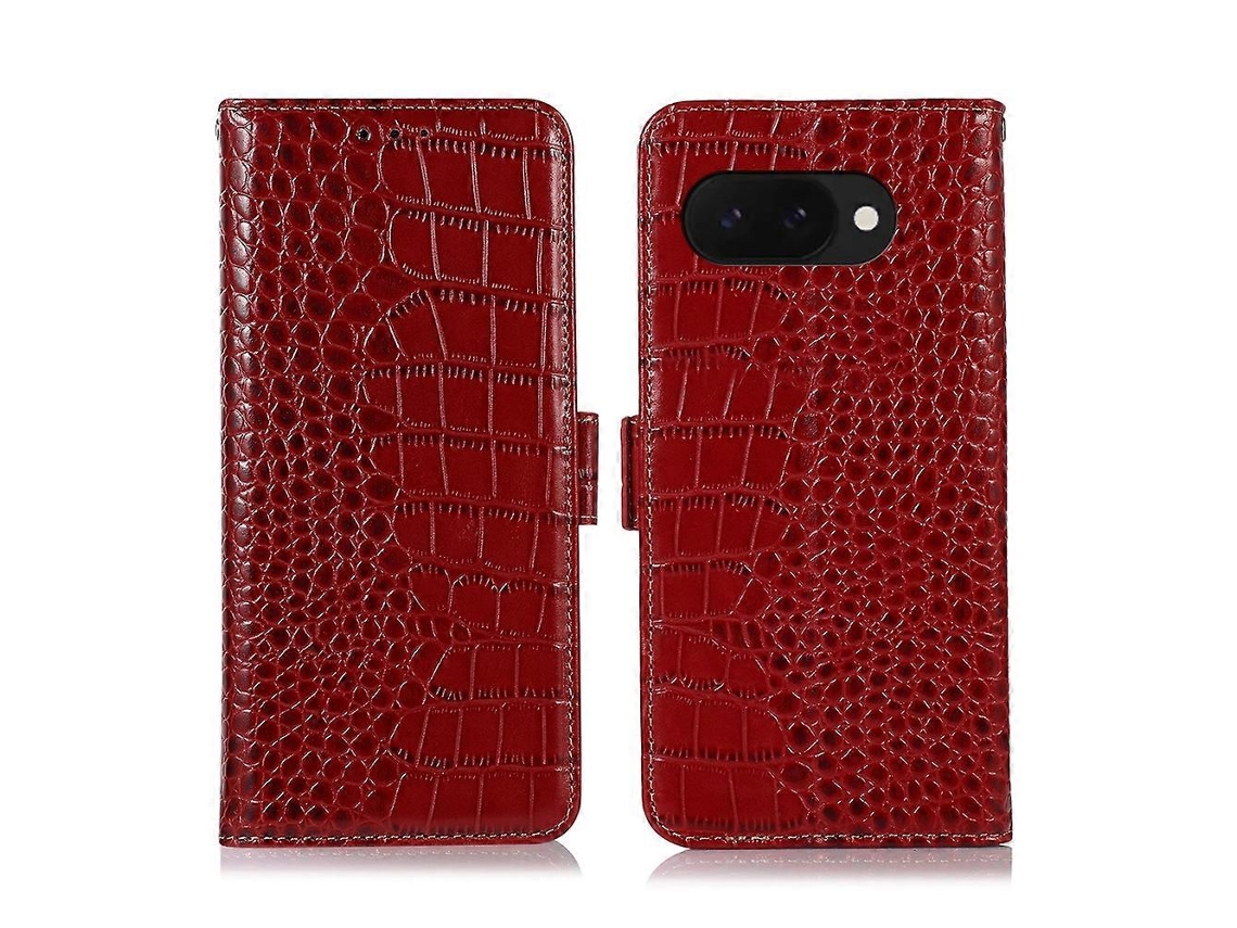 Capa De Celular Em Couro De Vaca Com Camada Superior De Crocodilo Para Google Pixel 9a