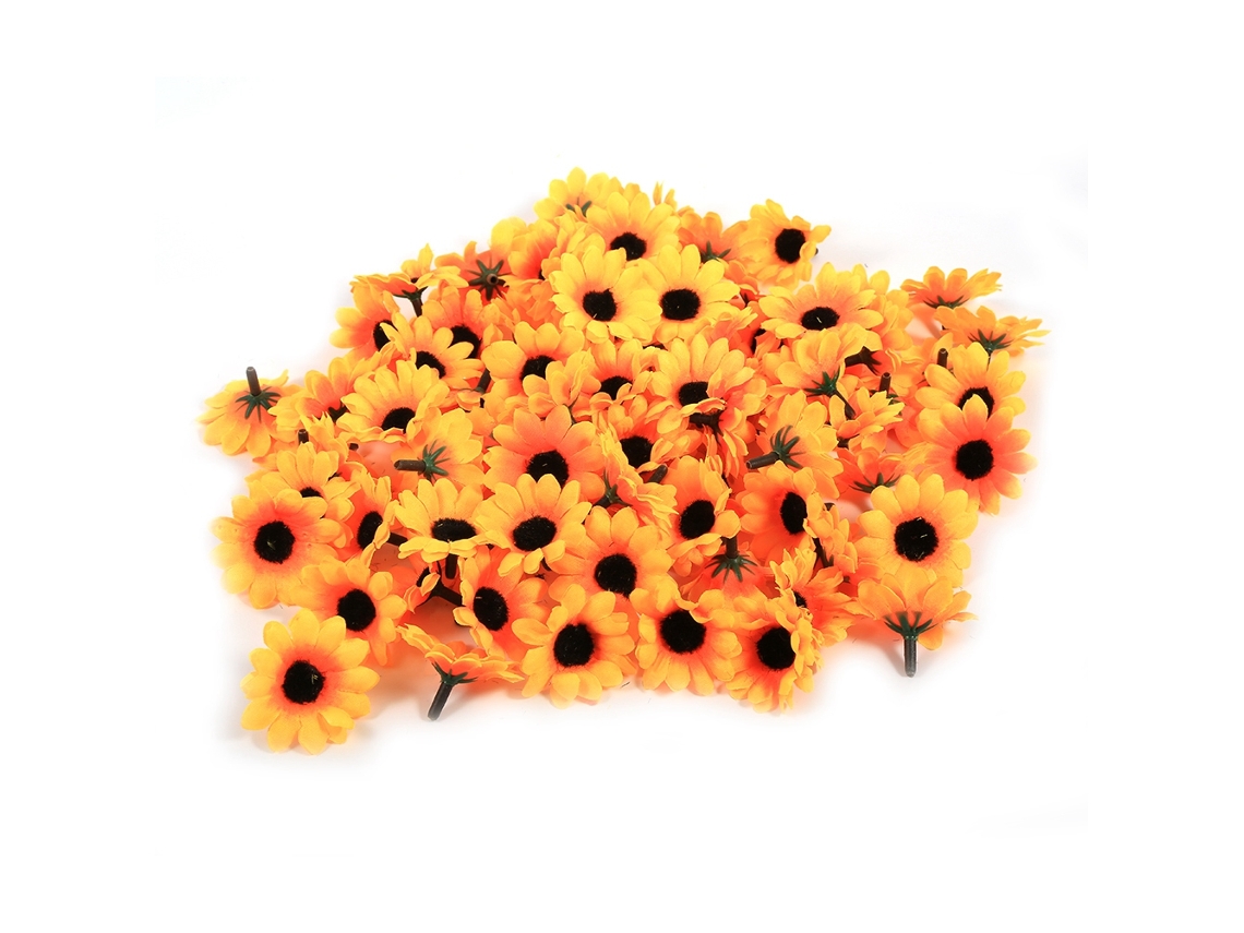 Cabeça Artificial Girassol Amarelo Decoração Nupcial