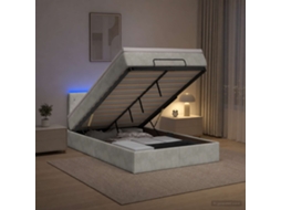 Vidaxl Cama Ottoman Com Colchão E Led Cinzento-claro 120 X 200 Cm