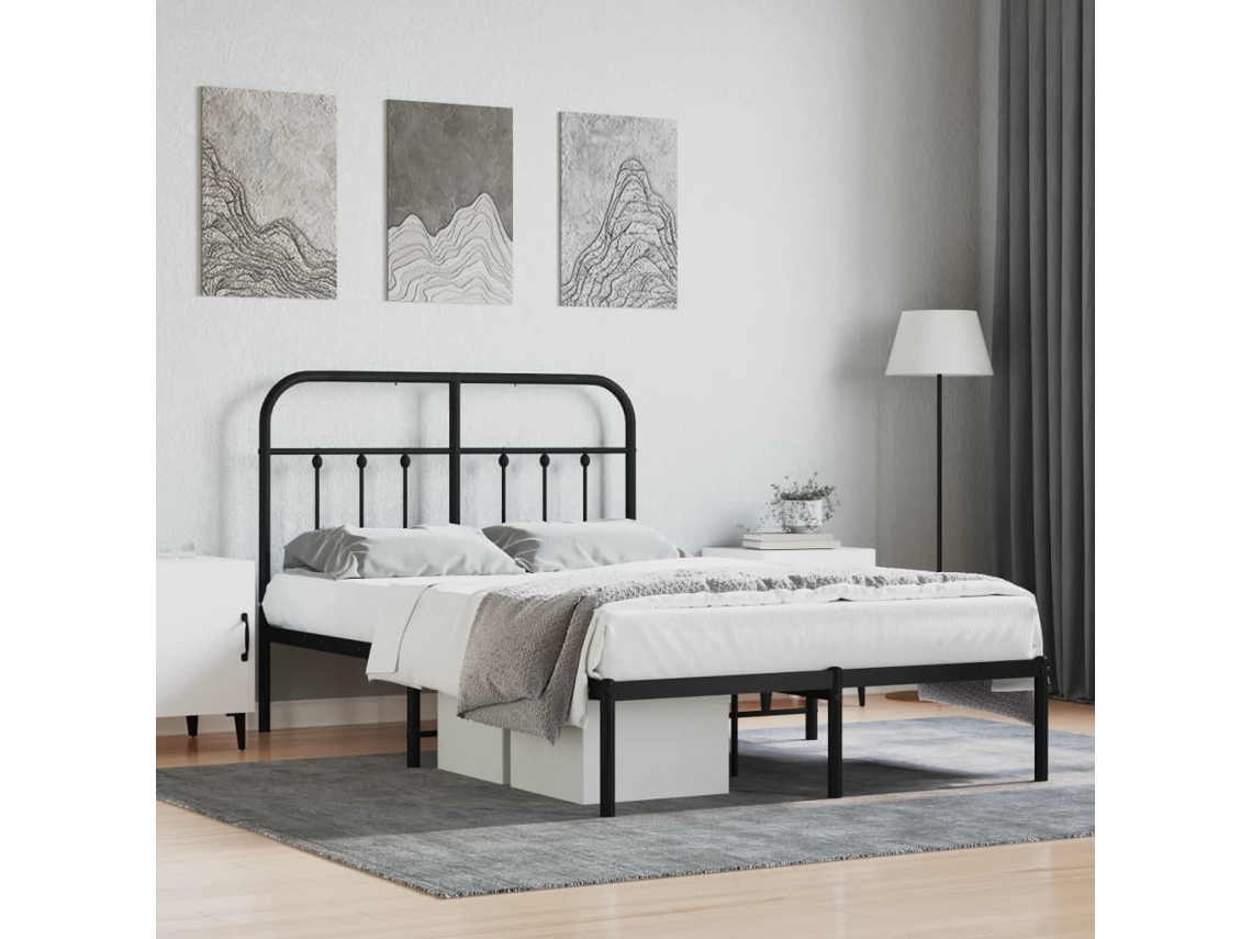 Estrutura De Cama Com Cabeceira 120x190 Cm Metal Preto